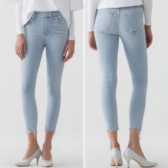 AGOLDE Sophie High Rise Skinny Crop Jeans Size 29 Light Wash Distressed - Picture 1 of 9